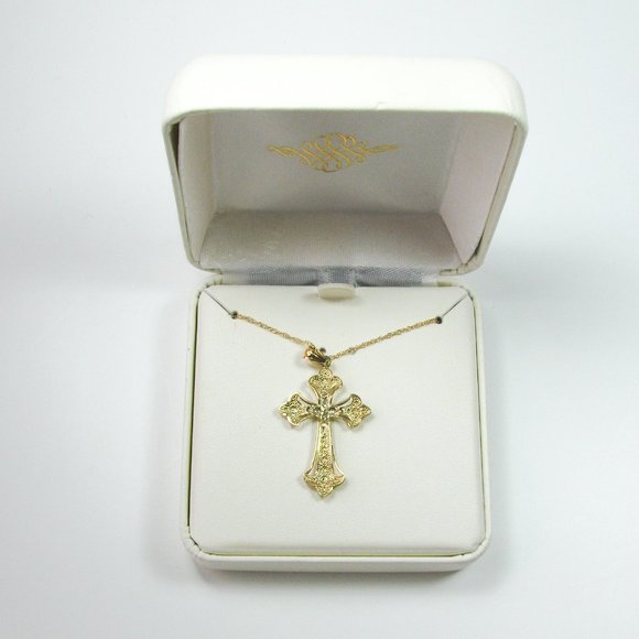 14K Gold Cross Necklace - Picture 2 of 8